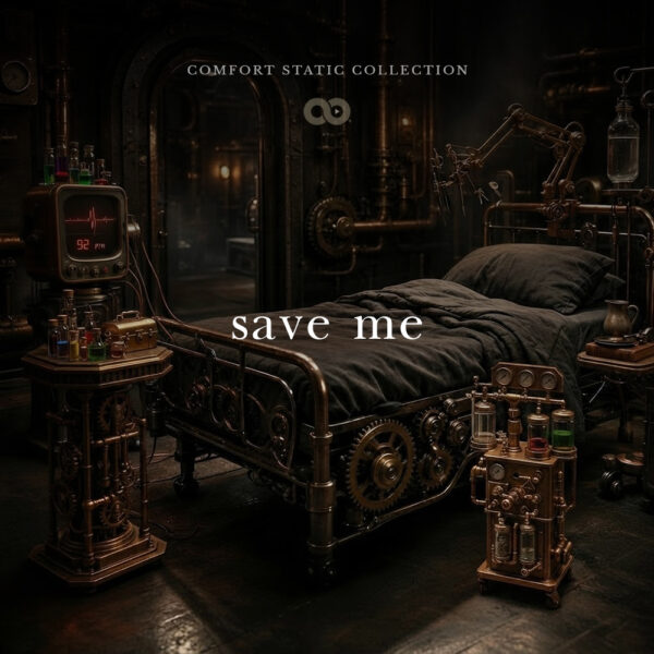 Save Me — Contemporary R&B / TrapSoul Vinyl+ cover art, Comfort Static Collection, .verxe Steampunk aesthetic