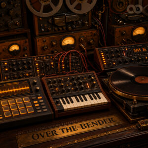 Over The Bender — Boombap Hip Hop Vinyl+ cover art, Vinyl Diggaz Collection, .verxe Steampunk aesthetic.