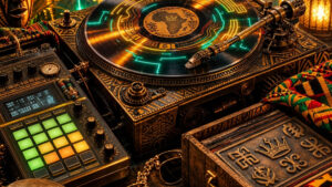 Tuimbe Pamoja Collection — Afro and Amapiano Vinyl+ cover art, .verxe Steampunk aesthetic"